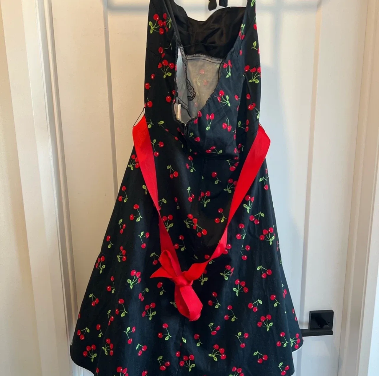 Black Cherry Print Halter Dress - photo 3