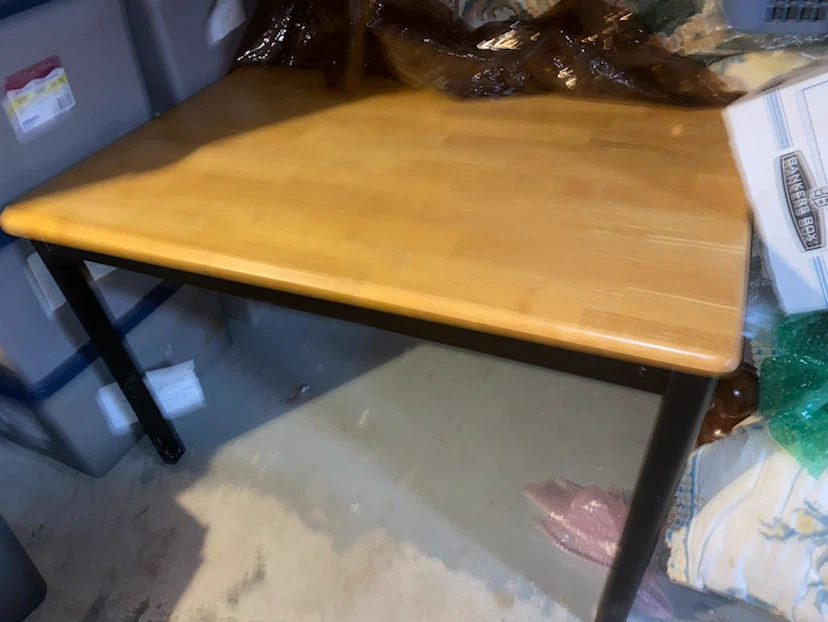 Wooden Table with 4 Black Chairs 60 in long table