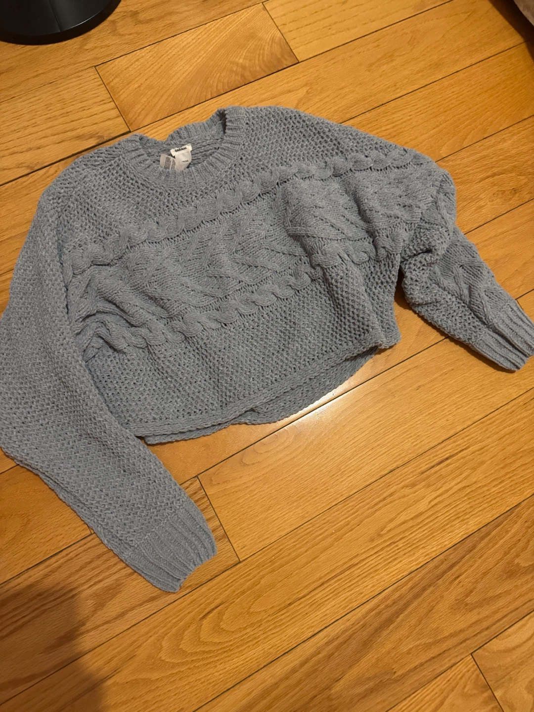 Garage Grey Cable Knit Cropped Sweater
