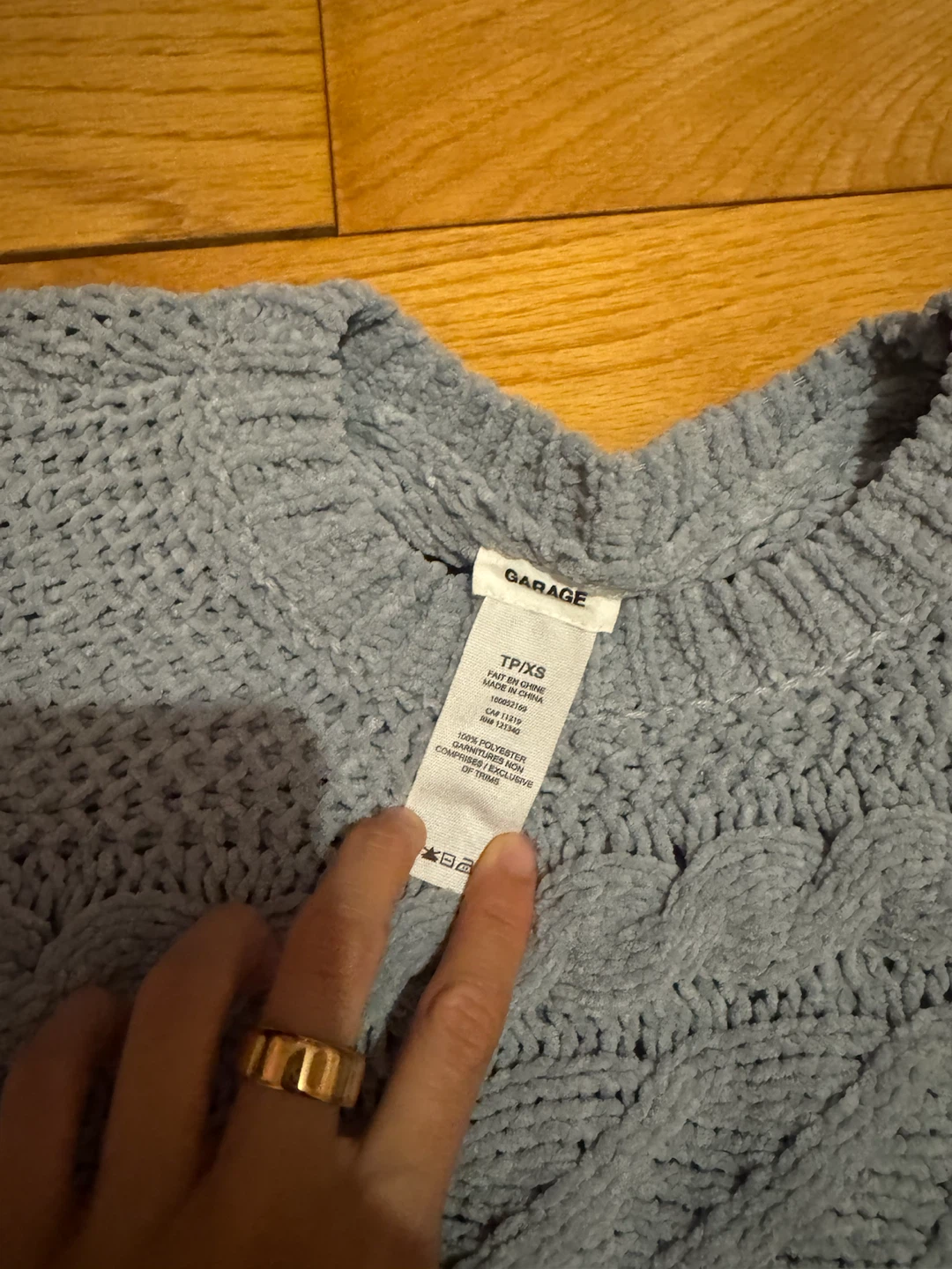 Garage Grey Cable Knit Cropped Sweater - photo 2