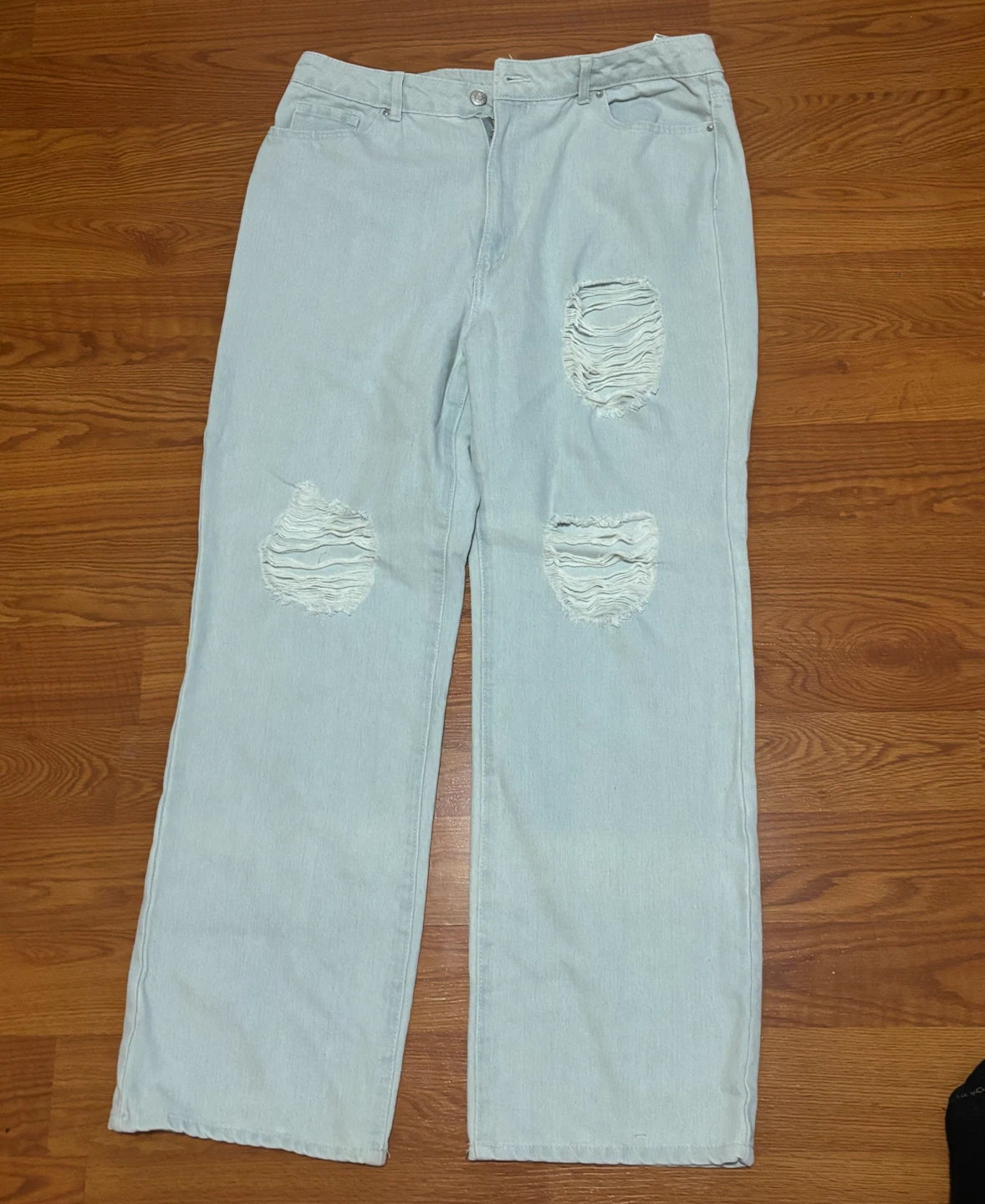 Light Wash Distressed Wide Leg Jeans