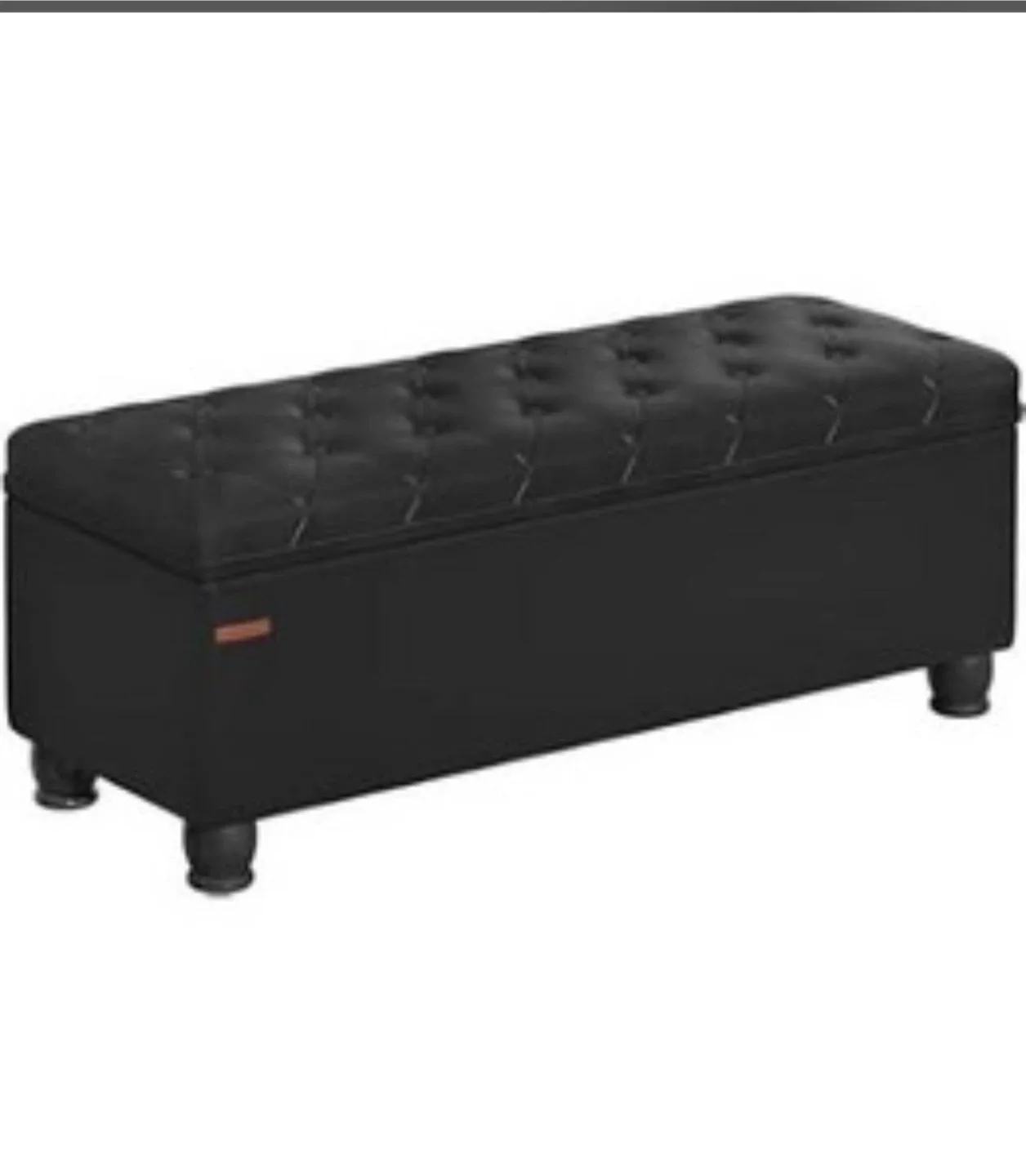 Black Tufted Storage Ottoman Bench