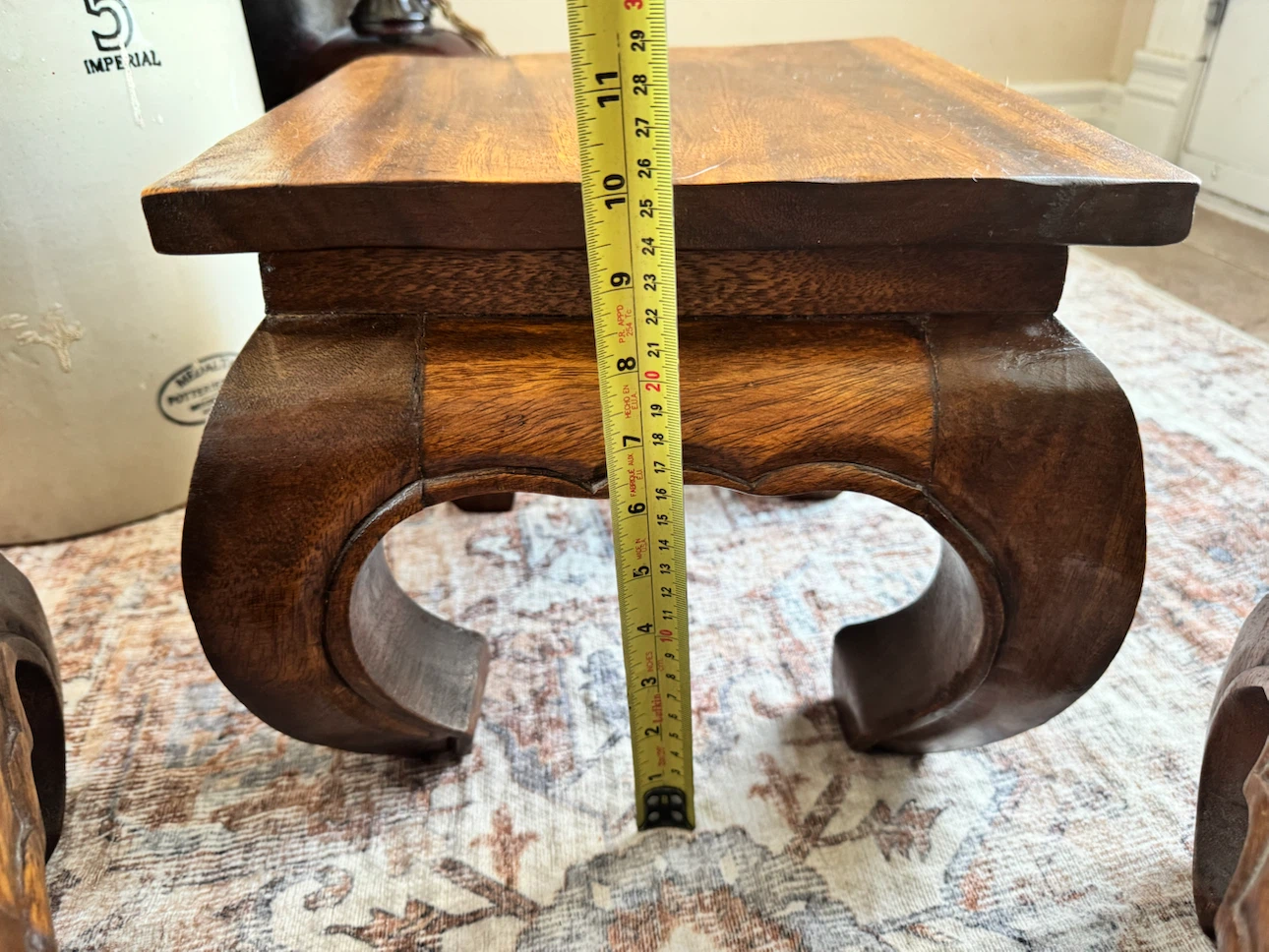 Vintage Thai Small Table Heavy Plinth Wood Stand - photo 5