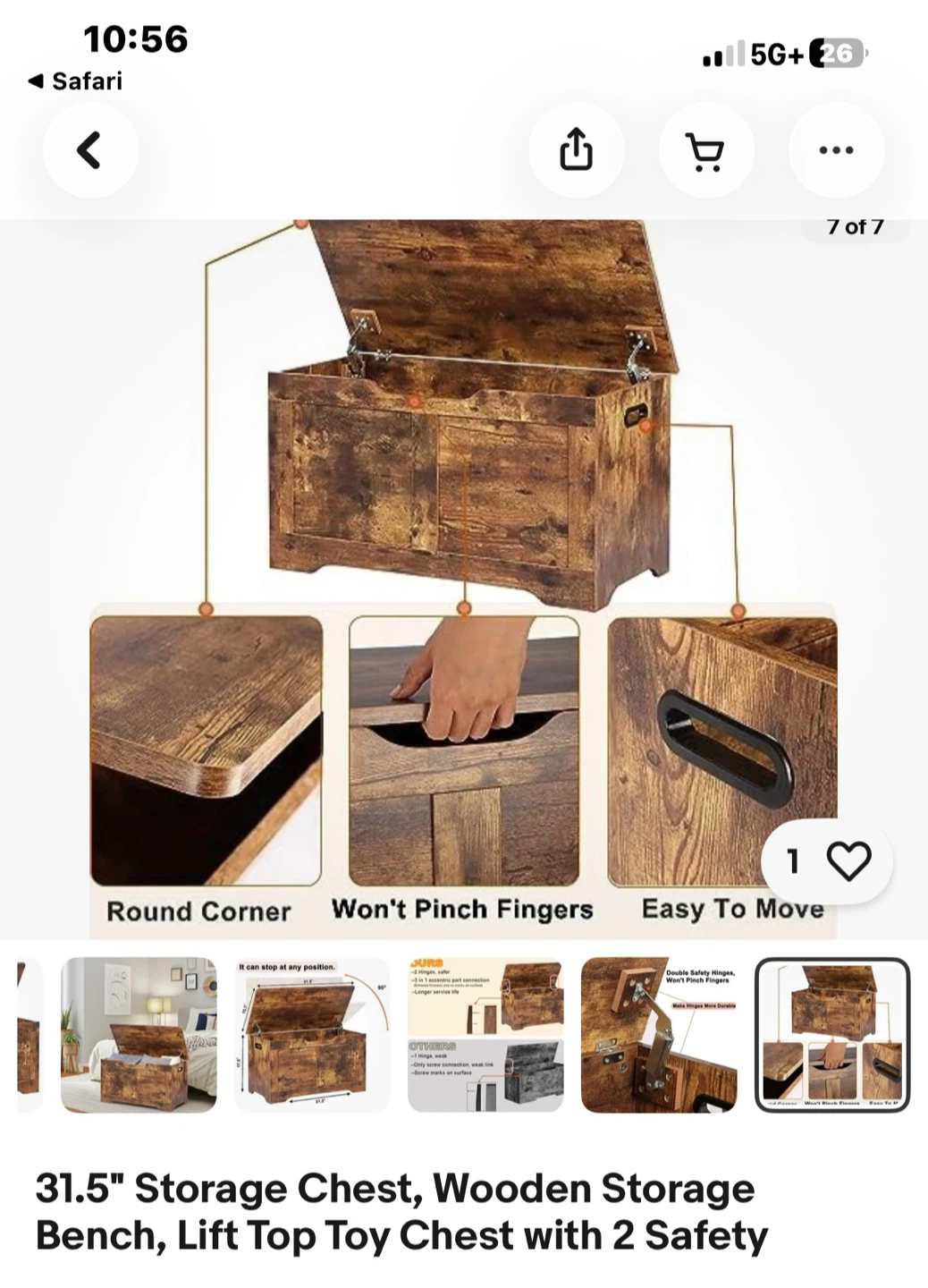31.5" Wooden Storage Chest/Toy Chest