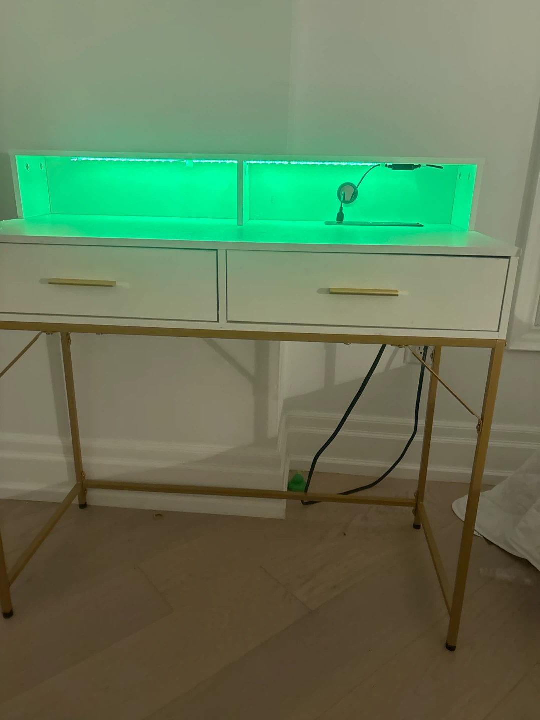 White Desk with Gold Legs and LED Lights - photo 5
