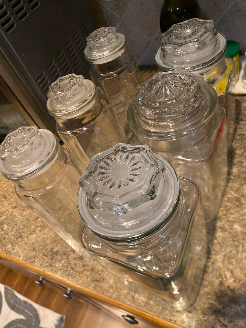 Set of 6 Glass Vintage Canisters with Lids - photo 2