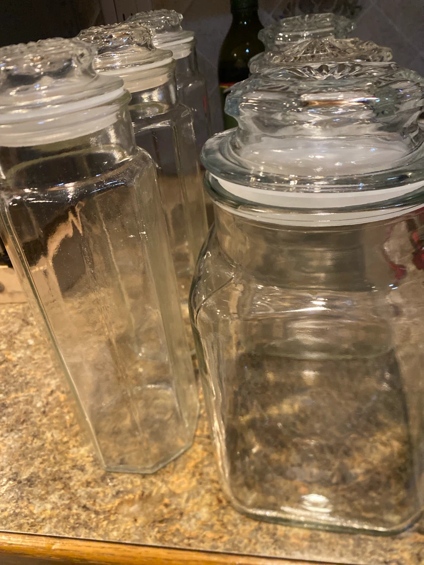 Set of 6 Glass Vintage Canisters with Lids - photo 3