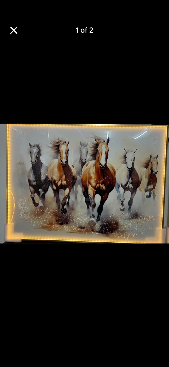 Framed Horse Print with LED Lights
