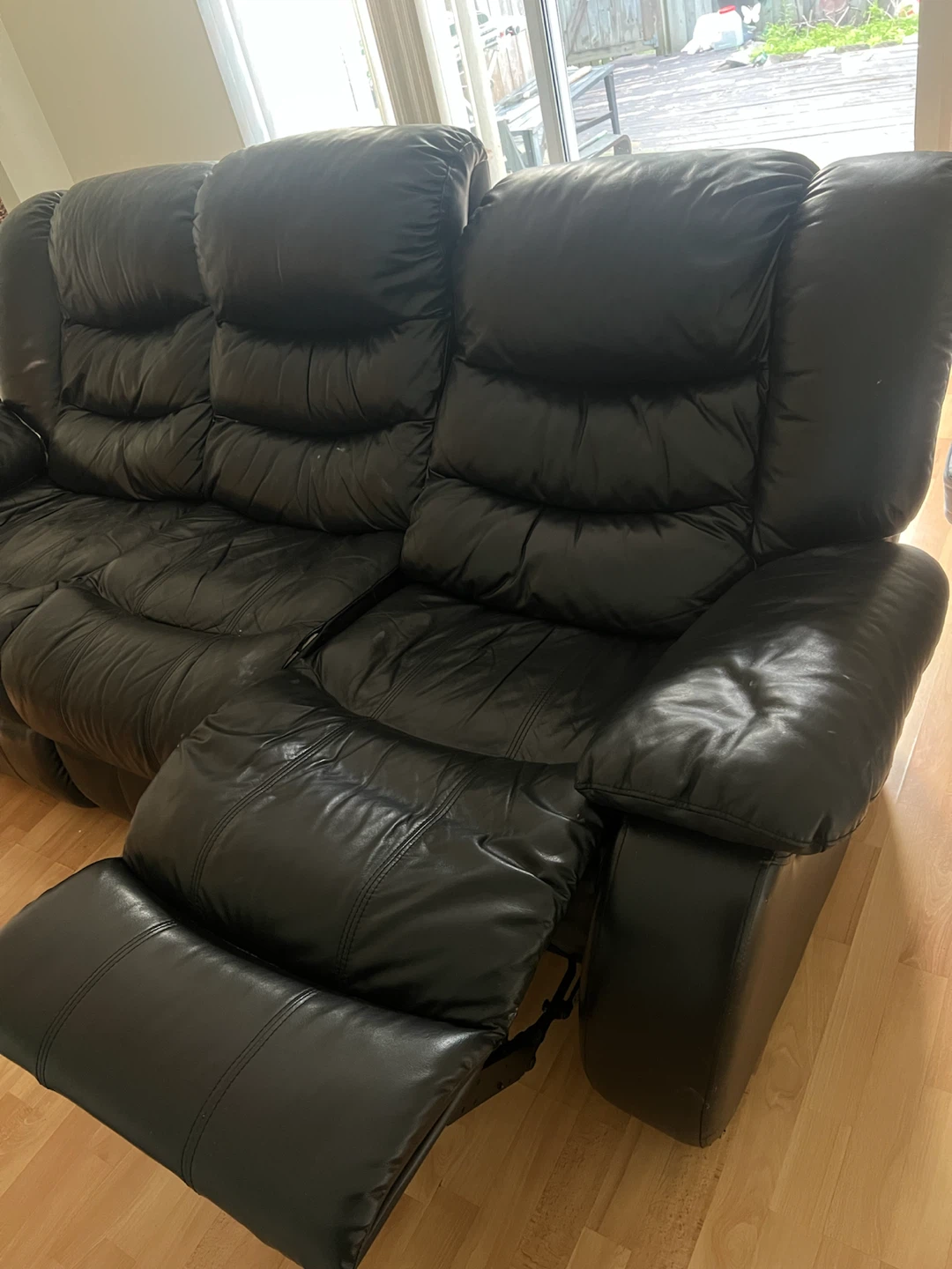 Black Leather Reclining Sofa - photo 2