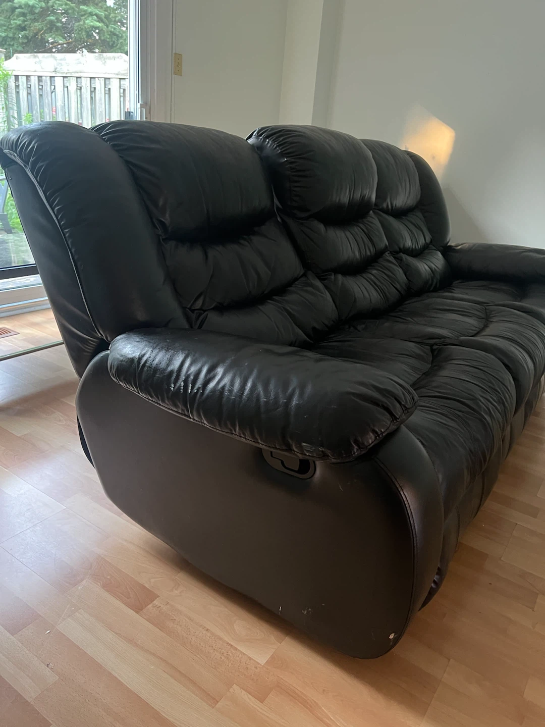 Black Leather Reclining Sofa - photo 5