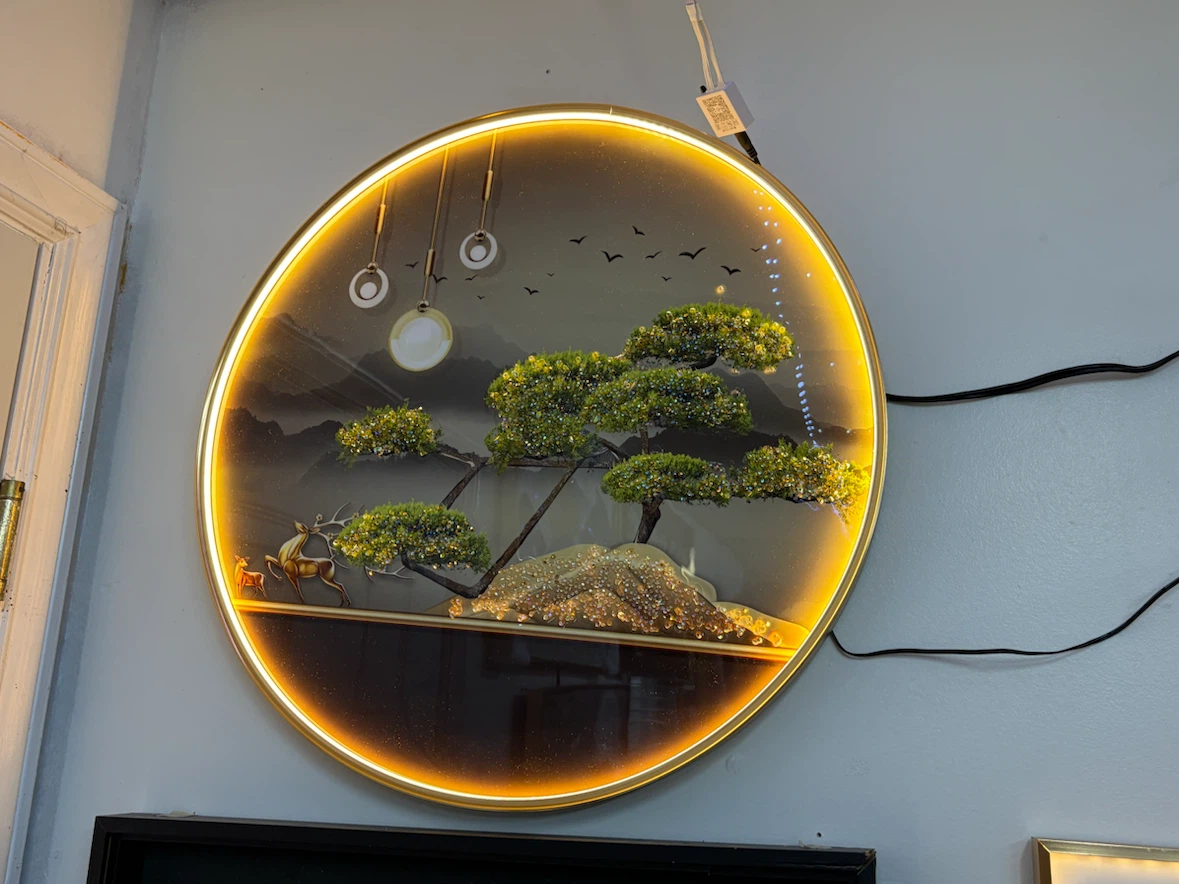 Round Wall Art with LED Light