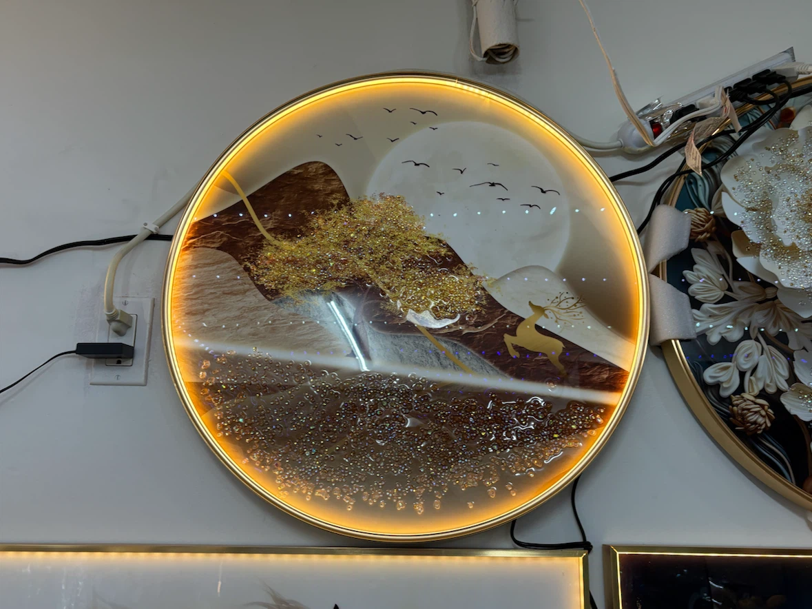 Round Wall Art with LED Light - photo 2