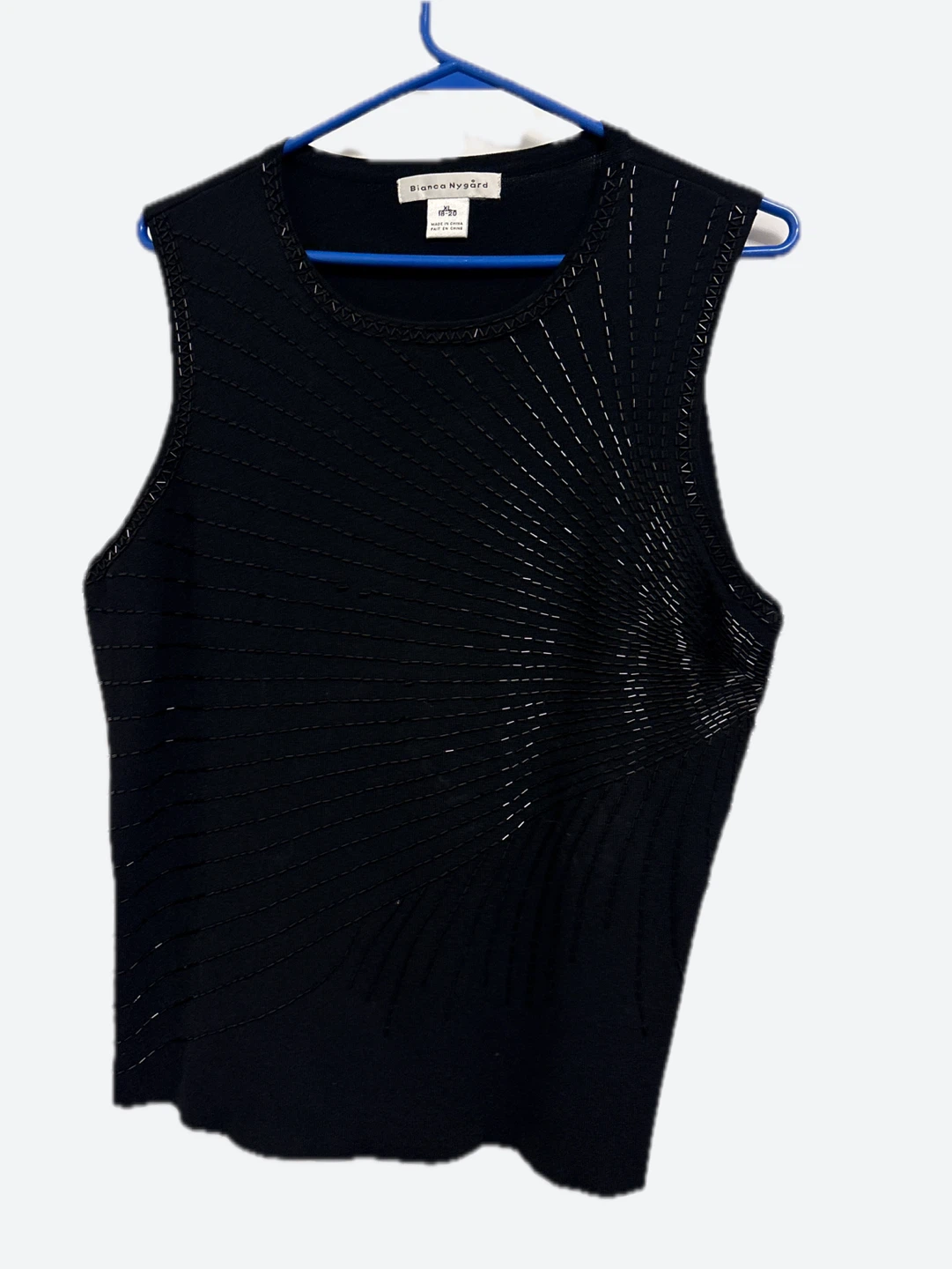Bianca Nygård Black Beaded Sleeveless Top - Size 10