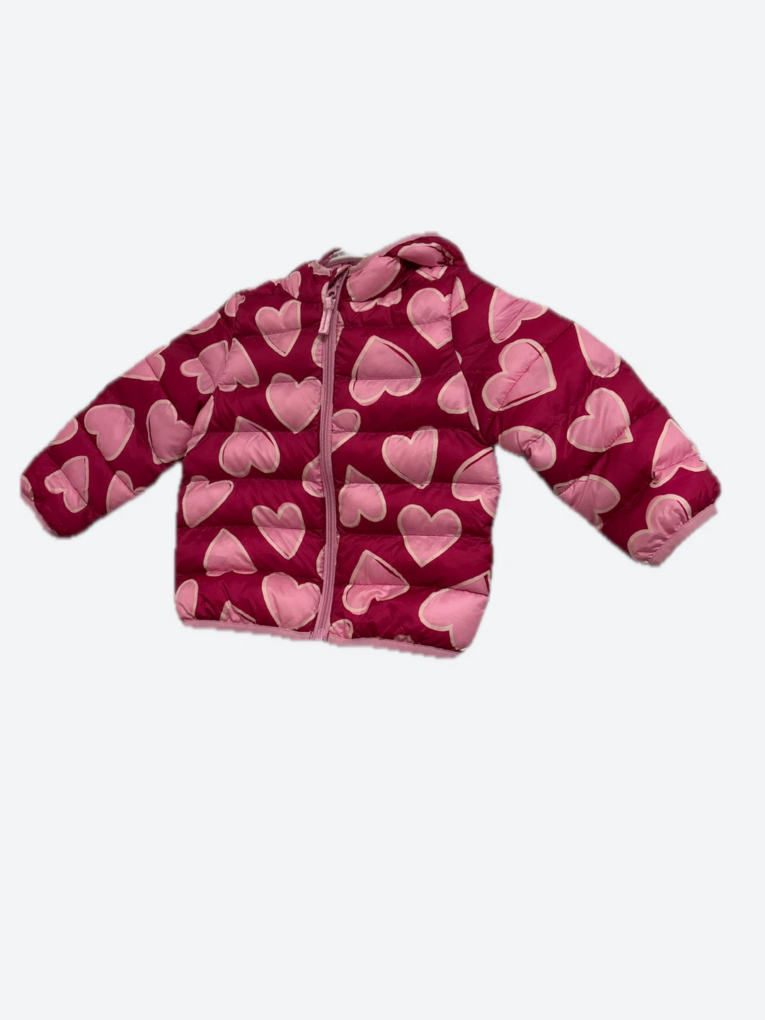 Girls Puffer Jacket Pink Hearts Size 18-24
