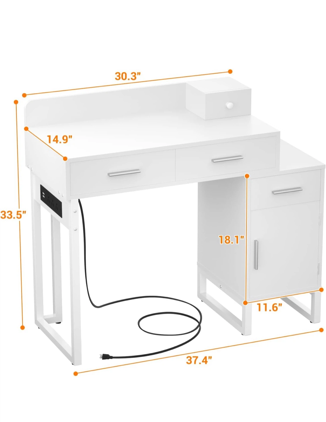 Cyclsio Small Vanity Desk with 4 Storage Drawers and Cabinet - photo 2