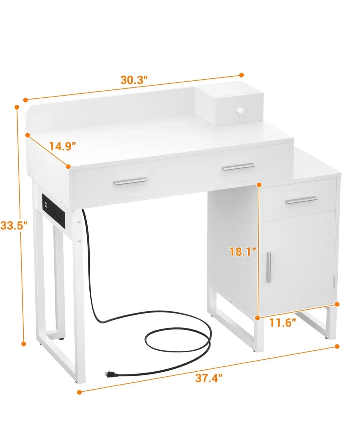 Cyclsio Small Vanity Desk with 4 Storage Drawers and Cabinet - photo 2