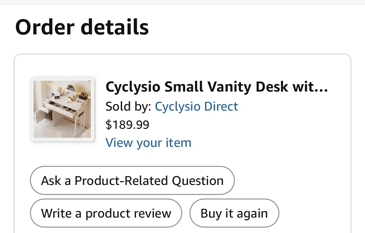 Cyclsio Small Vanity Desk with 4 Storage Drawers and Cabinet - photo 4