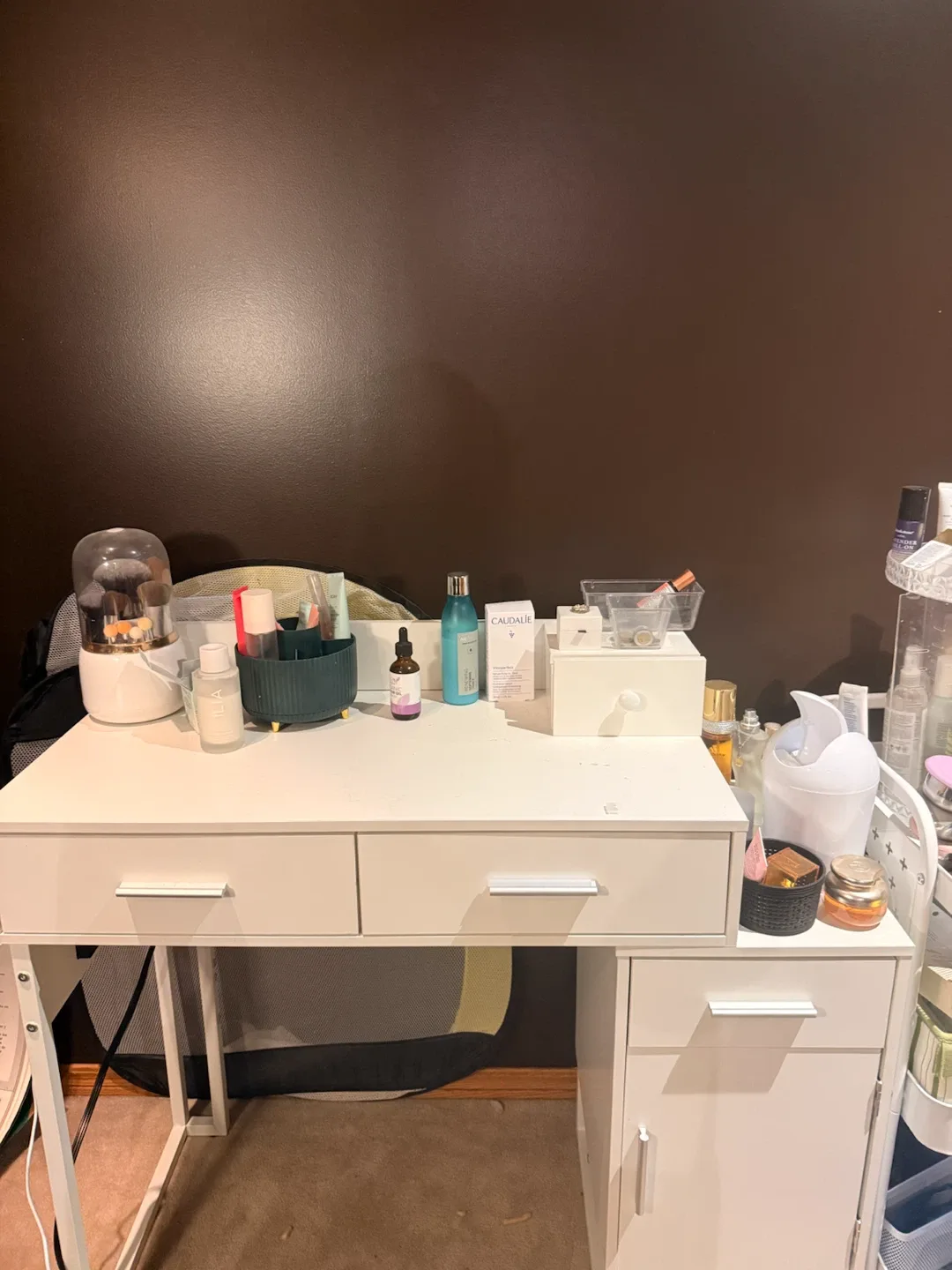 Cyclsio Small Vanity Desk with 4 Storage Drawers and Cabinet - photo 5