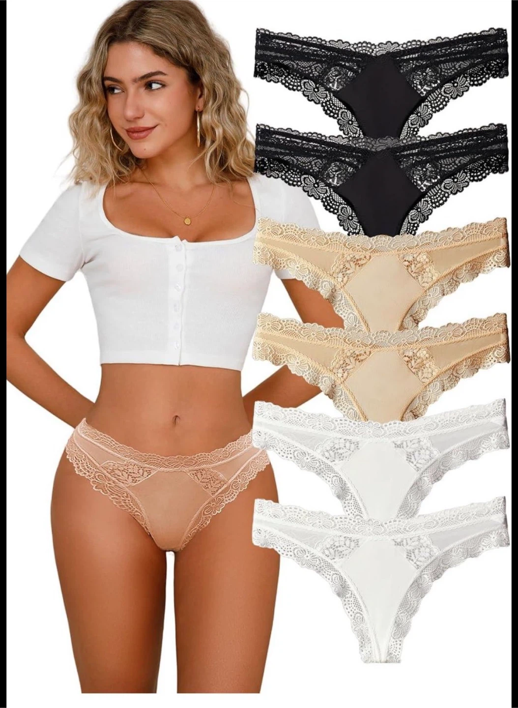 Size M Lace Thongs 9 pieces 3 of each colour - photo 4