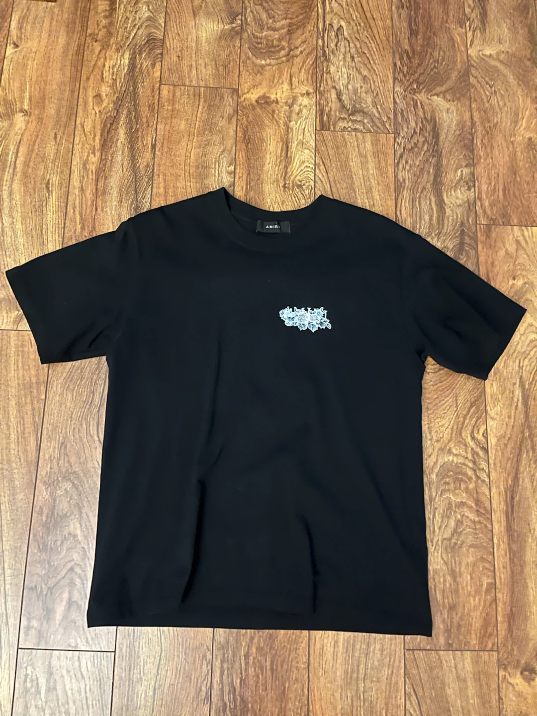 AMIRI Blue Floral Logo T-Shirt - Black - photo 2