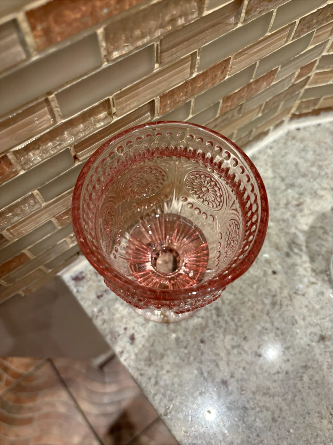 Pink Embossed Glass Goblet - photo 4
