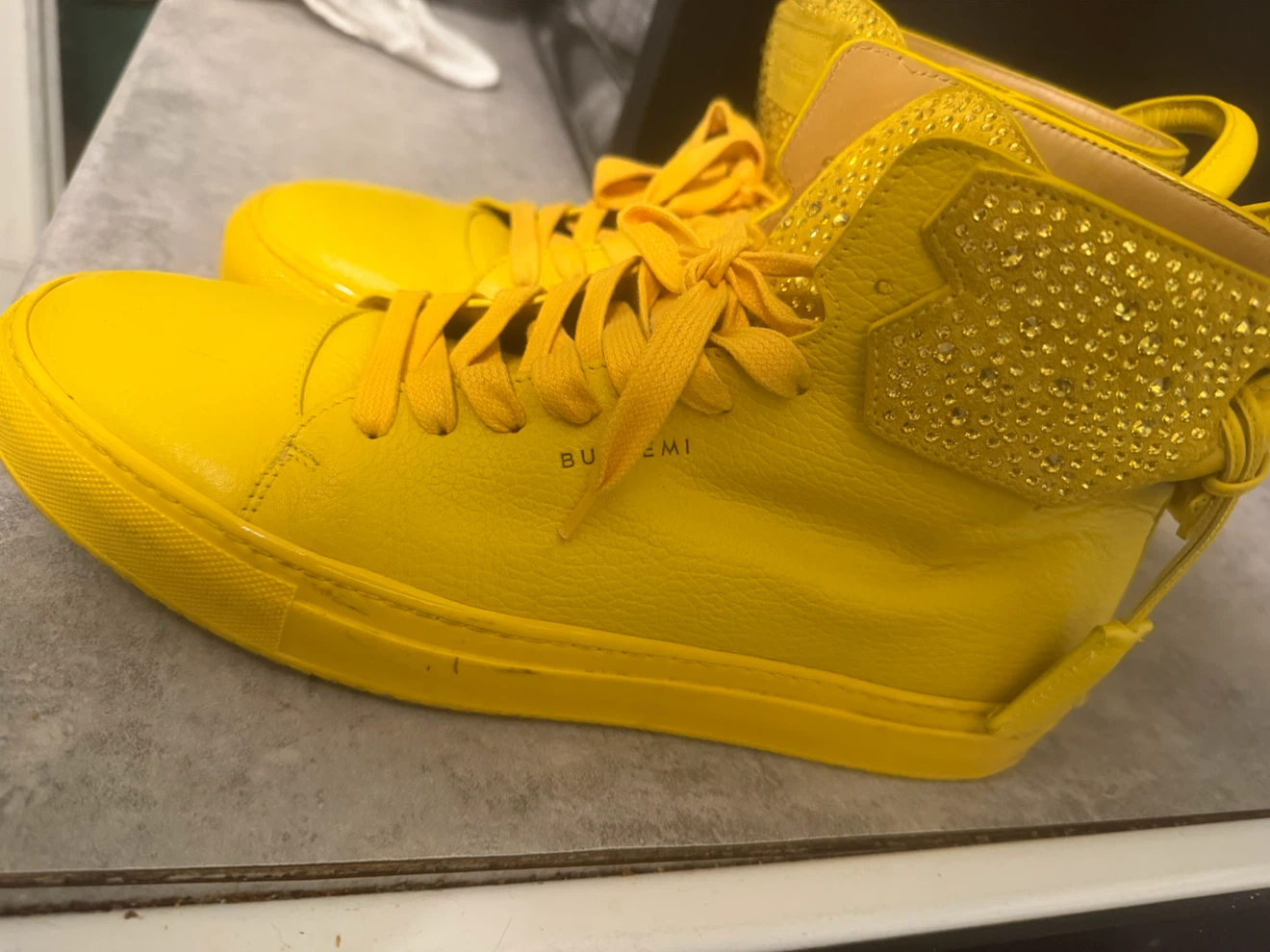 Buscemi Yellow Leather High-Top Sneakers - photo 2