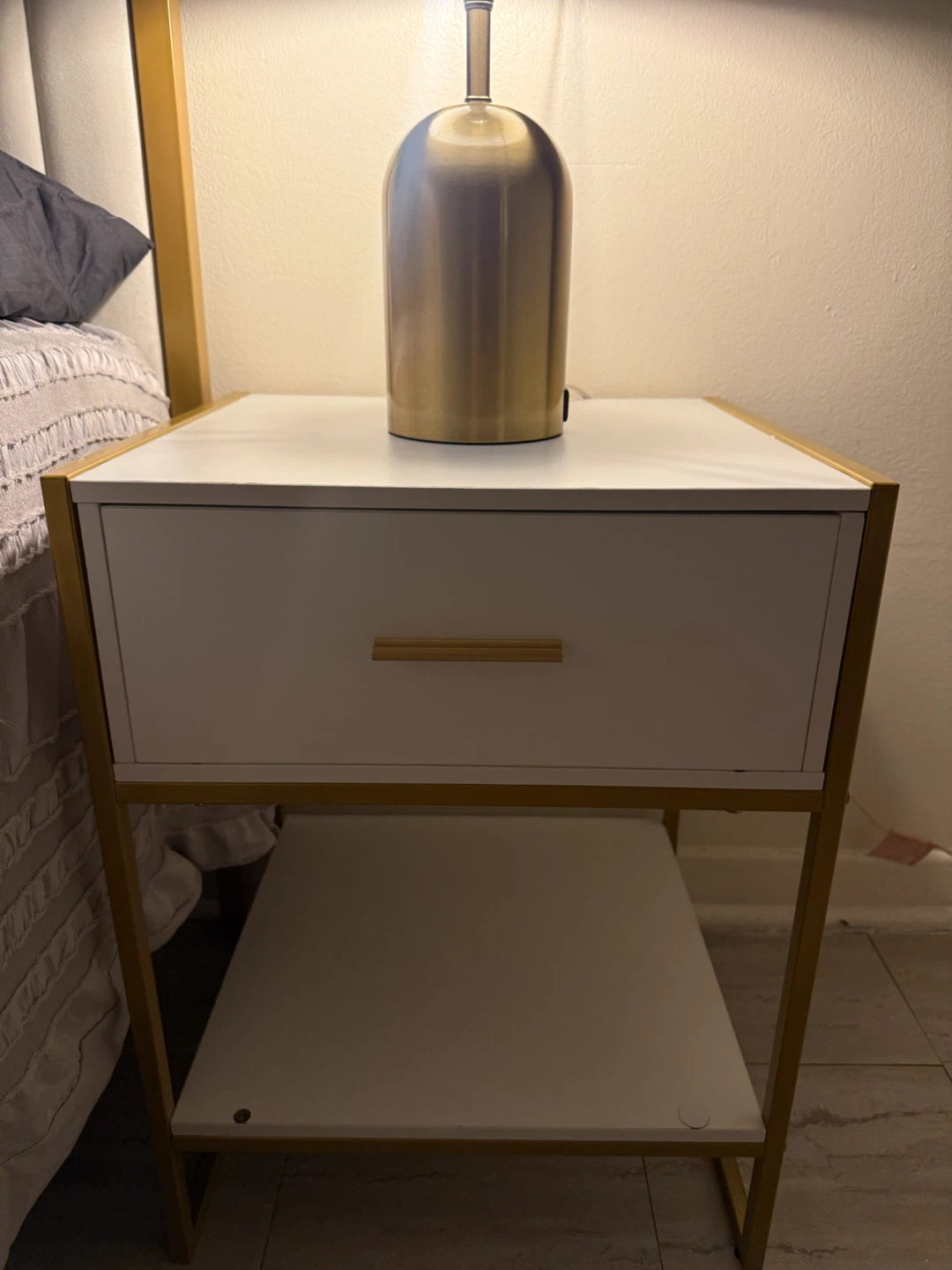 2 White & Gold Nightstands - Excellent Condition