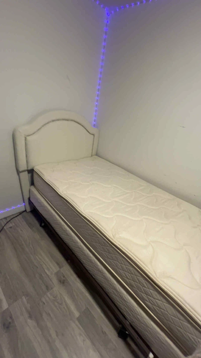 Twin Bed Frame with Headboard and Mattress