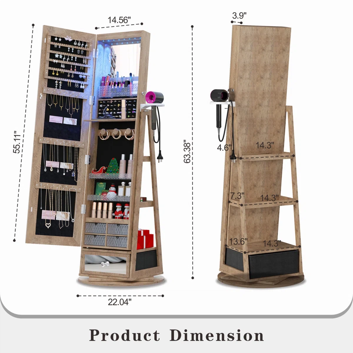 Standing Jewelry Armoire with Mirror - photo 4