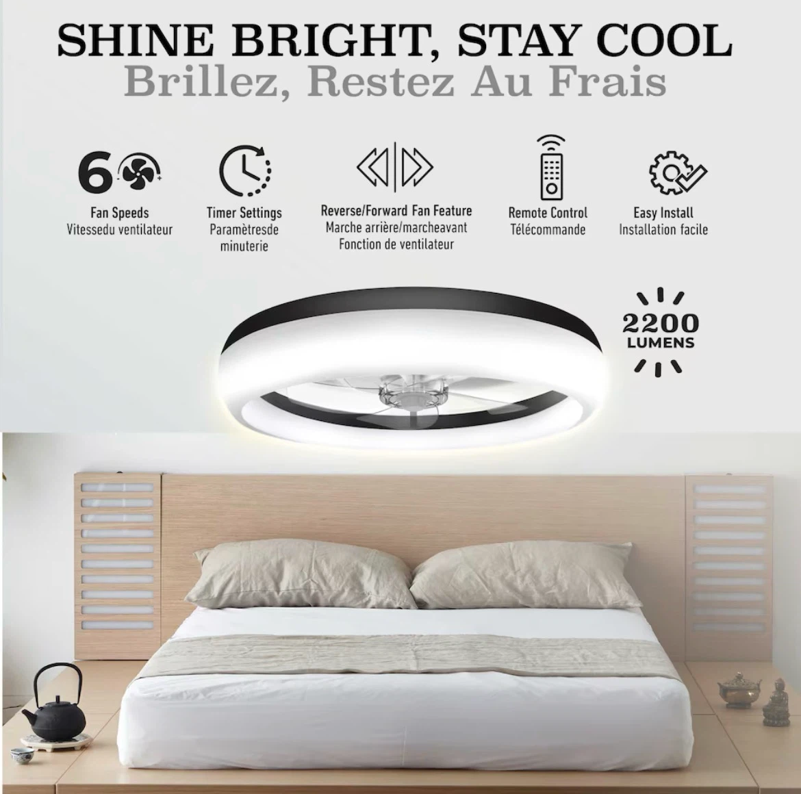 Bell Howell CannonX 14" Ceiling Light Fan - photo 3