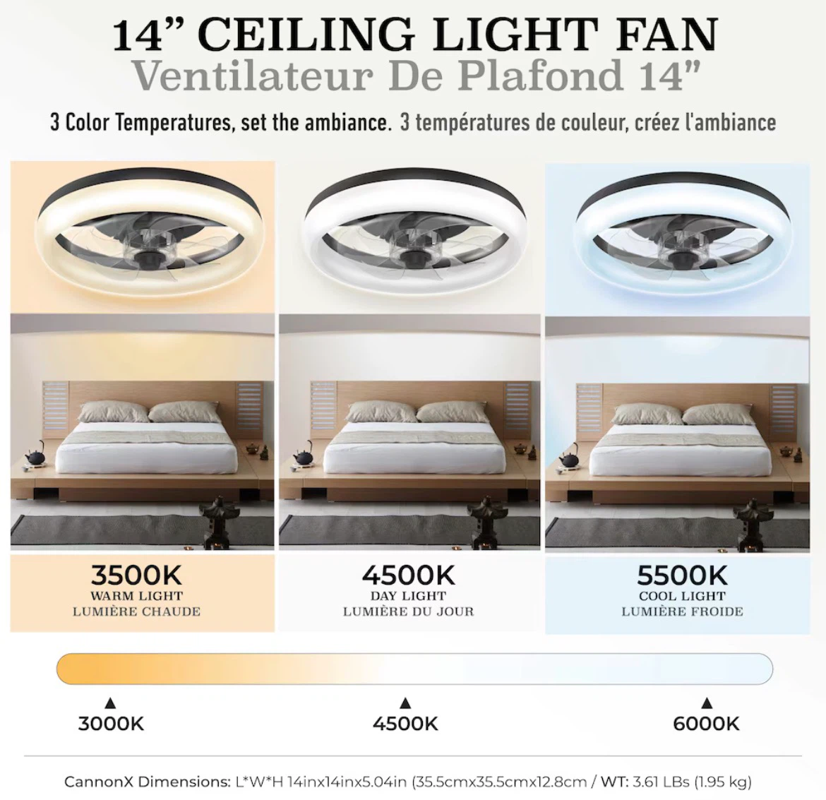 Bell Howell CannonX 14" Ceiling Light Fan - photo 4