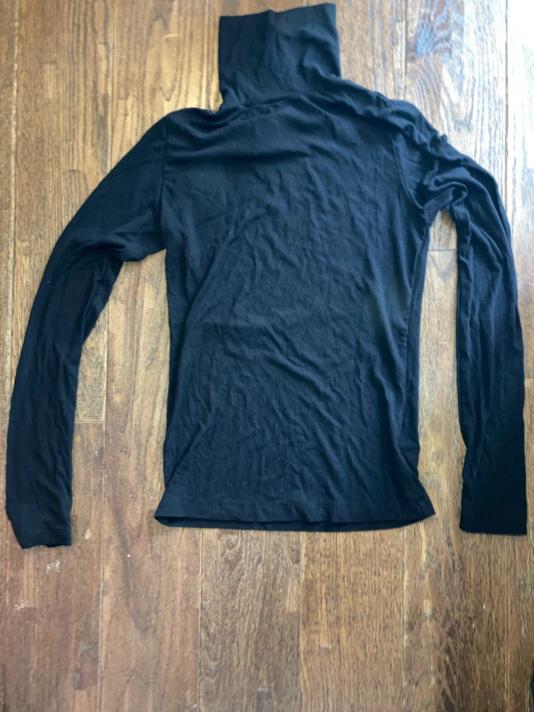 Black Ribbed Turtleneck Long Sleeve Top