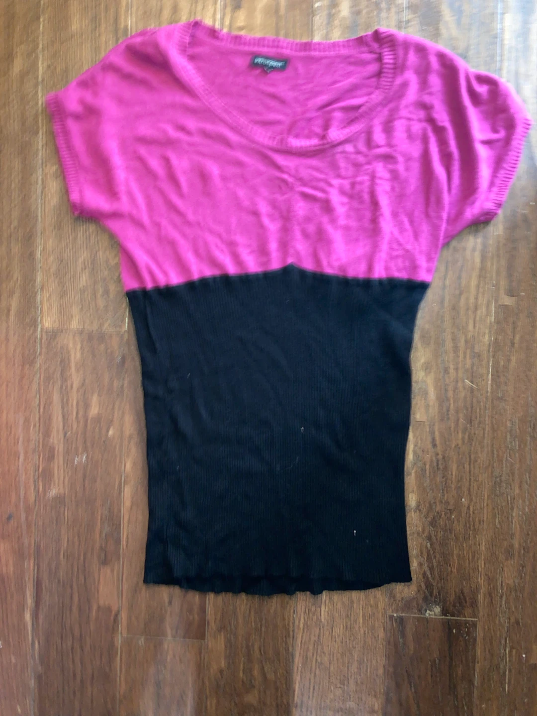 Women's Pink and Black Two-Tone Sweater