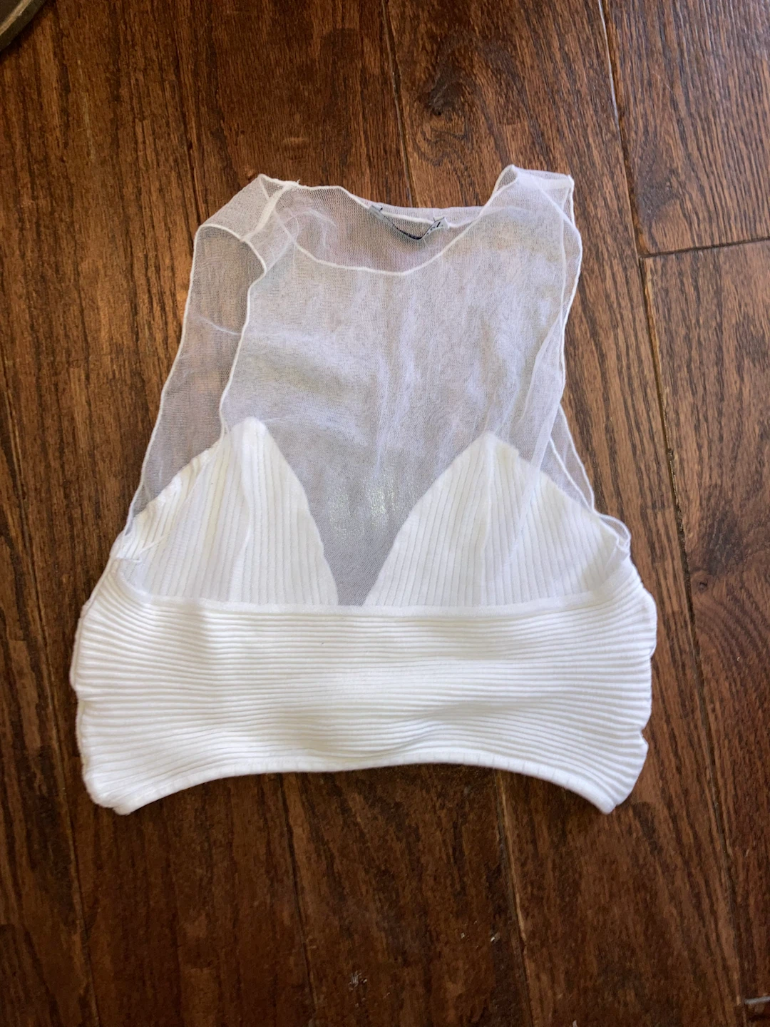 White Sheer Mesh Crop Top