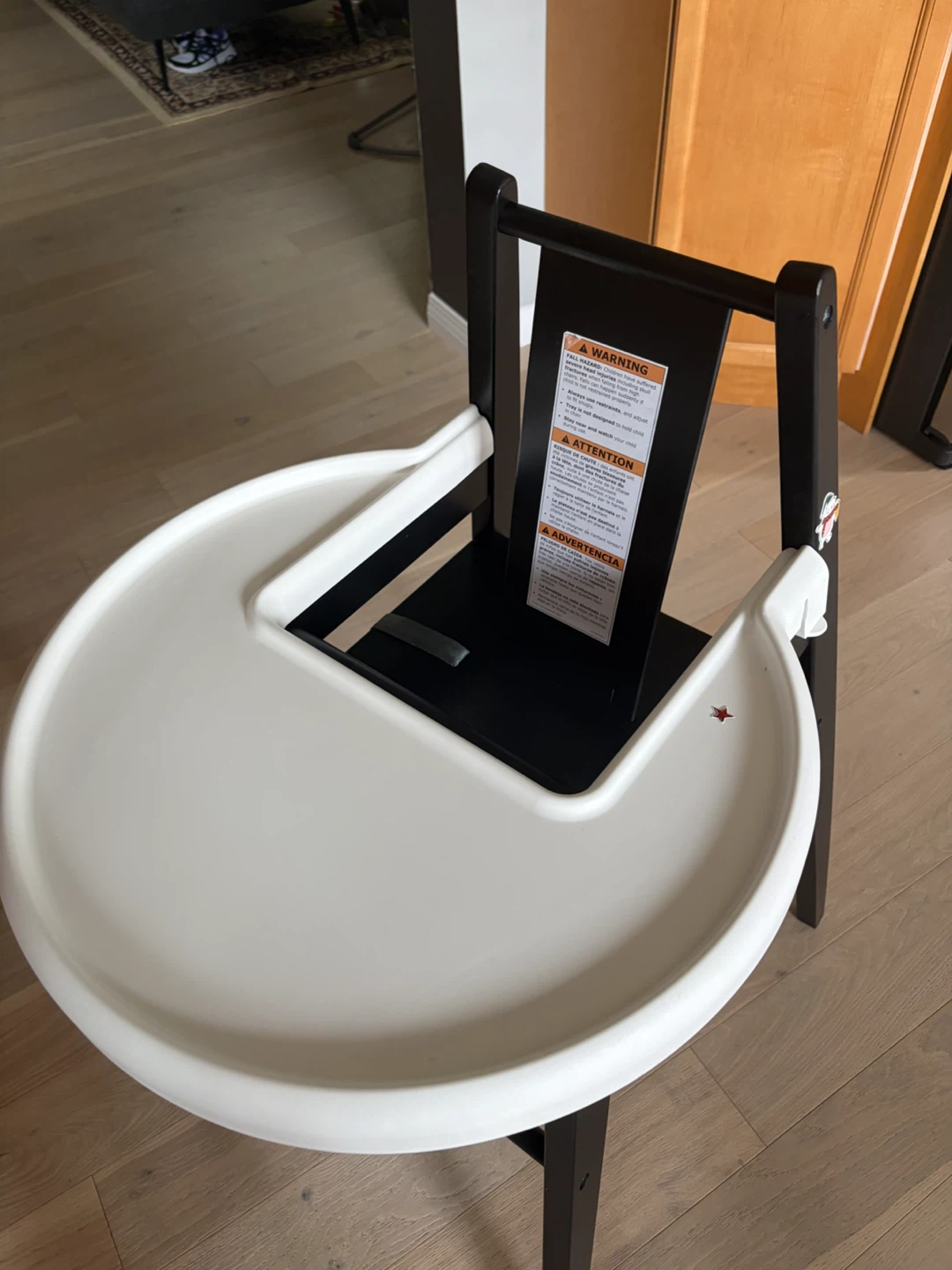 Black High Chair with White Tray