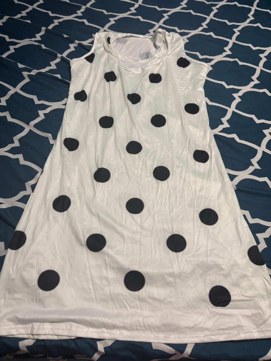 White polka dot sleeveless dress