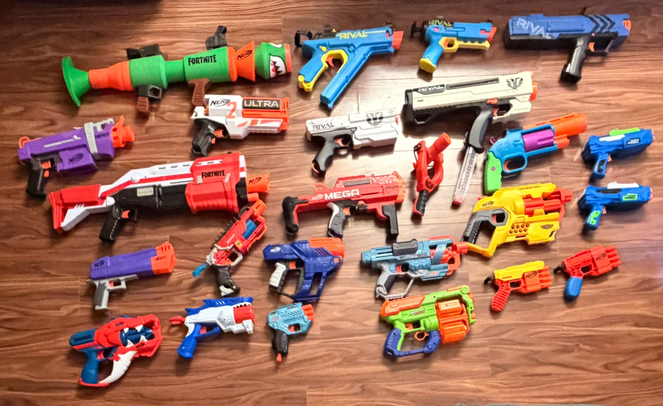 Assorted Nerf Blasters