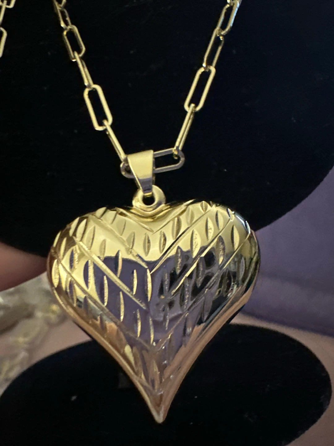 14k Gold Heart laminated Pendant Necklace - photo 2