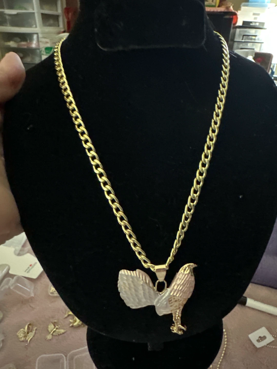14k Gold laminated Rooster Pendant Necklace