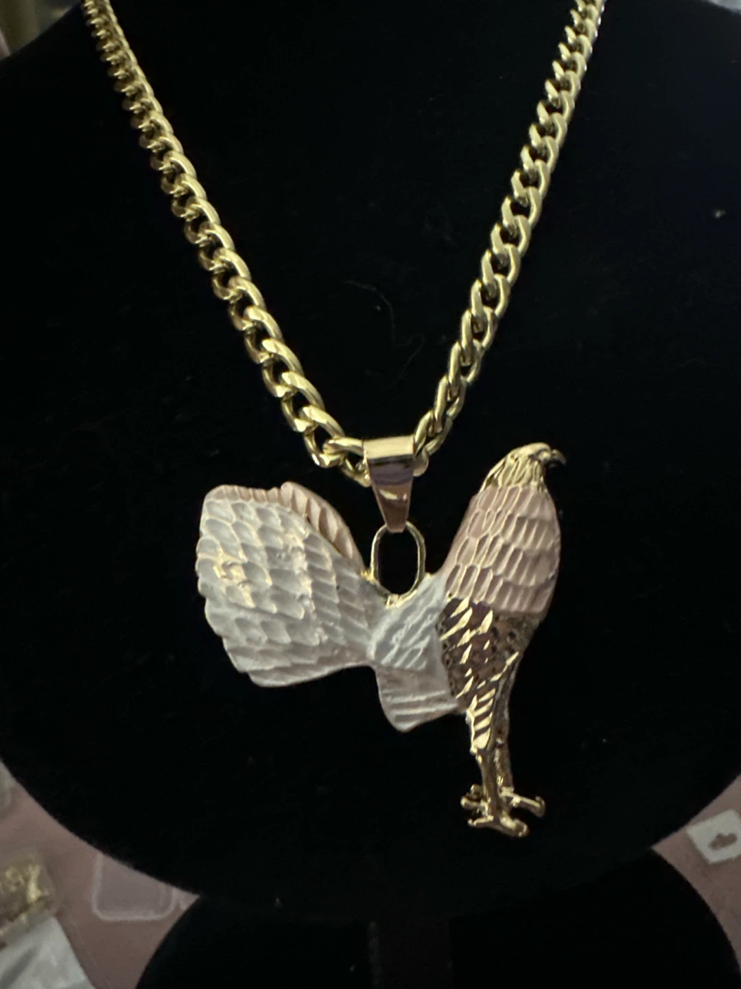 14k Gold laminated Rooster Pendant Necklace - photo 2
