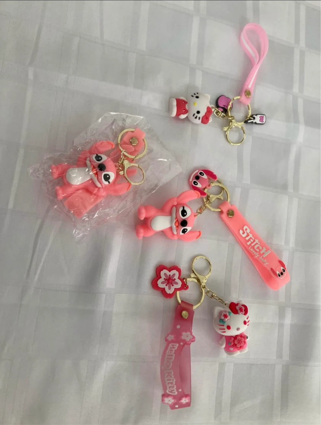Hello Kitty and Stitch Keychains