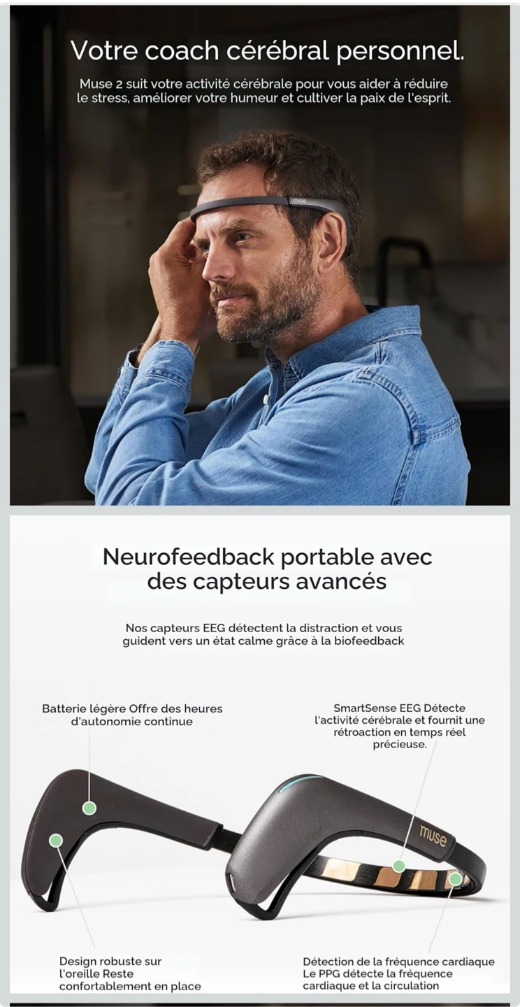 Muse 2 Bandeau de détection du cerveau noir/gris - photo 2