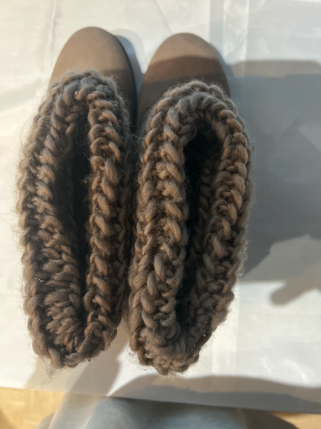 Brown Ankle Boots with Knit Collar - photo 2
