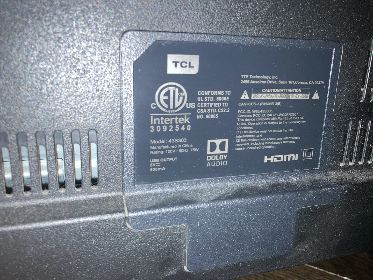 43in tcl roku tv model 43s303 - photo 3
