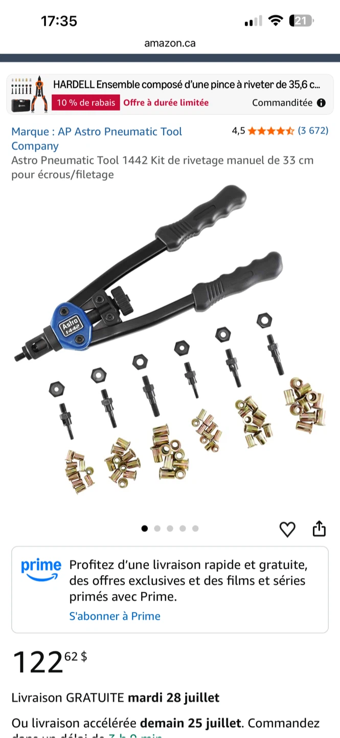 AP Astro Pneumatic Tool 13" Riveteuse à écrous