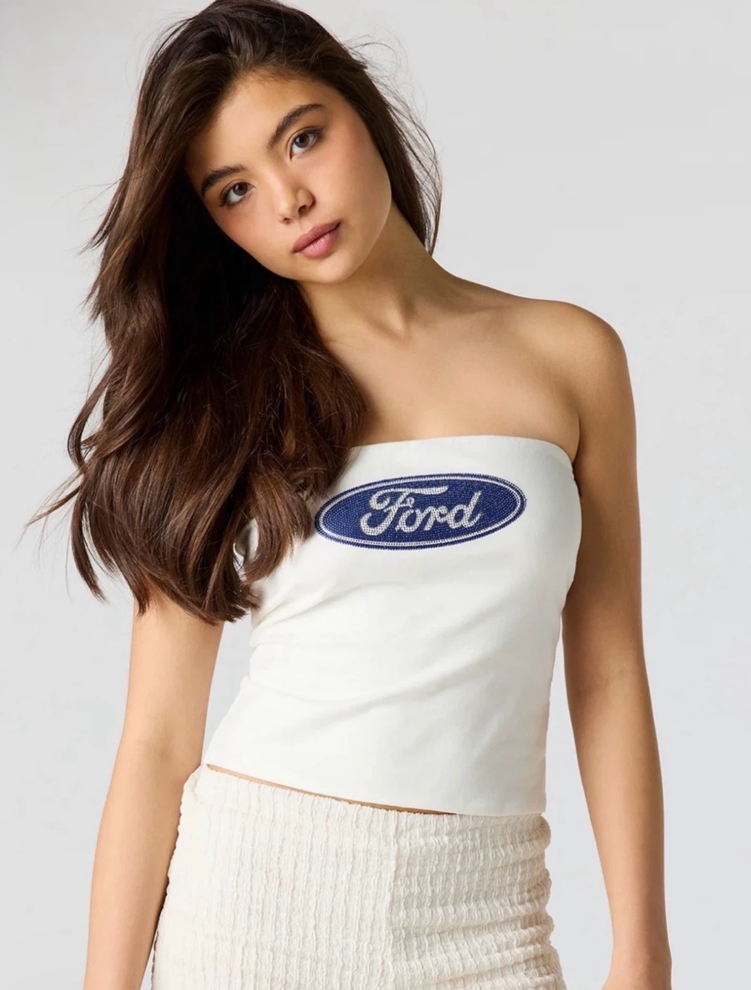 FORD Logo Rhinestone Tube Top y2k