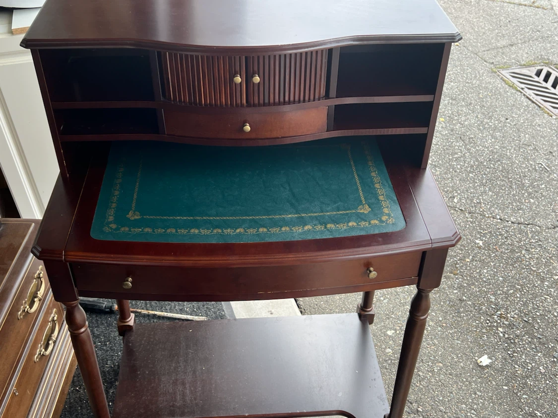 Vintage Secretary Desk with Green Writing Pad