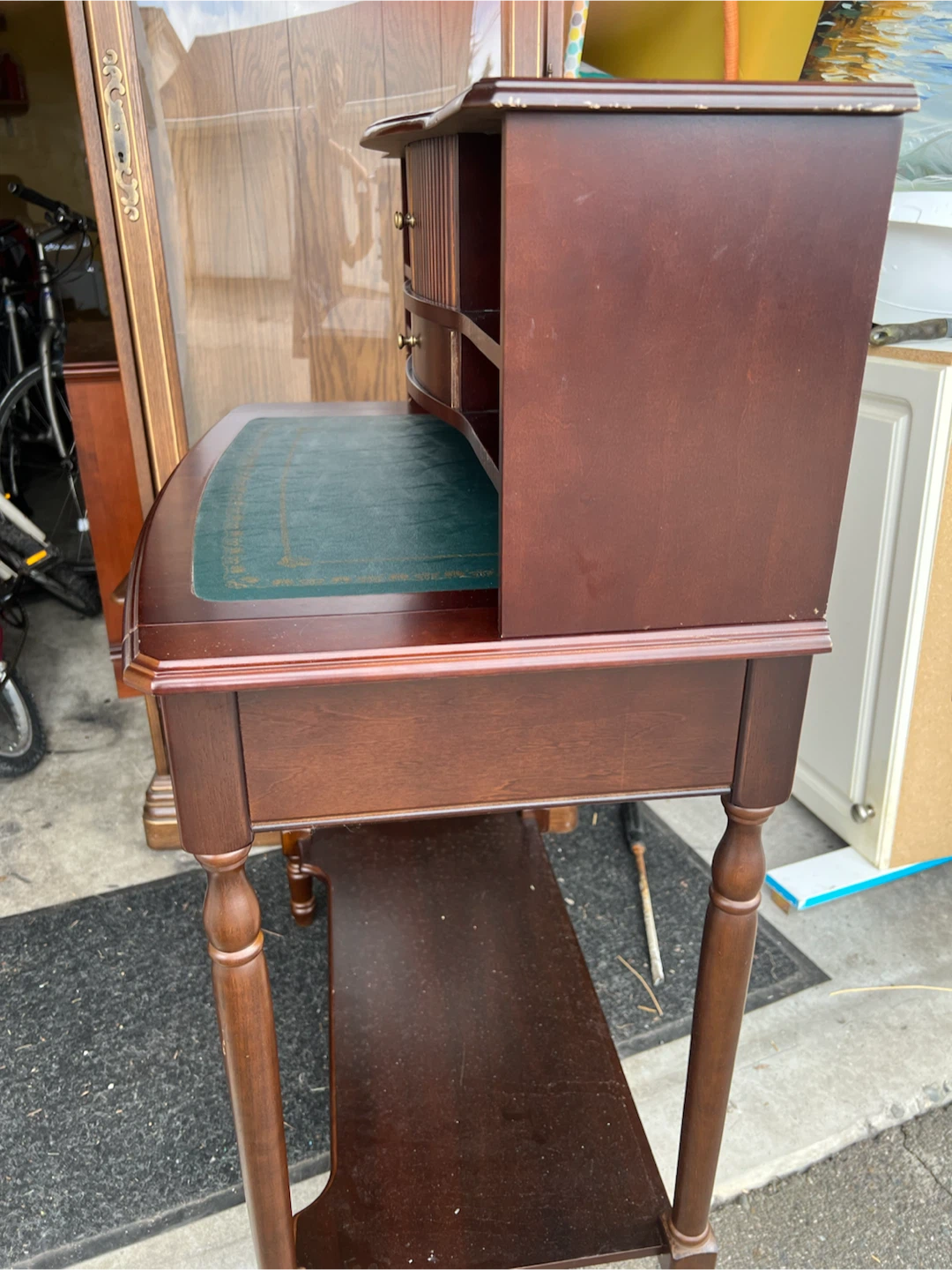 Vintage Secretary Desk with Green Writing Pad - photo 3