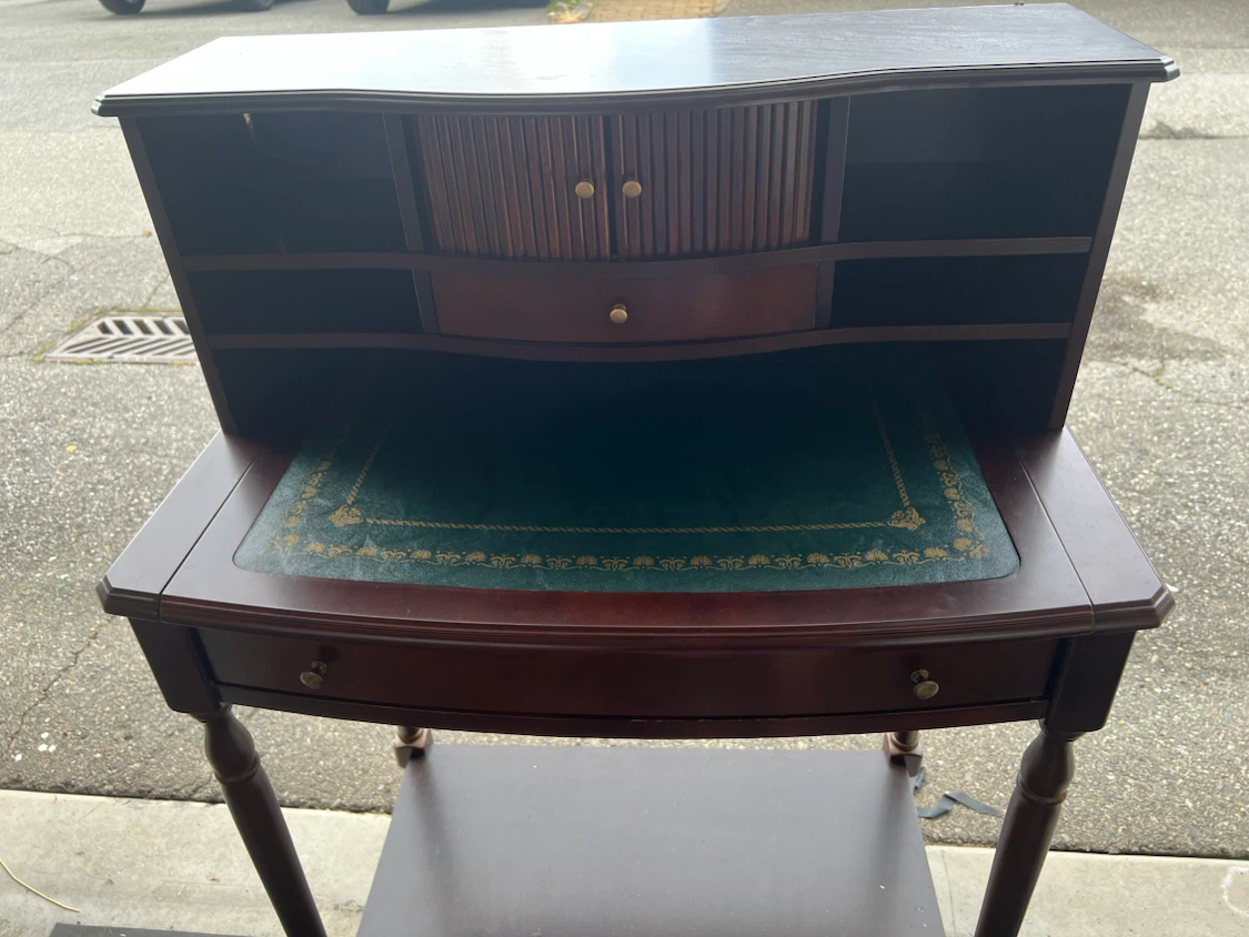 Vintage Secretary Desk with Green Writing Pad - photo 5