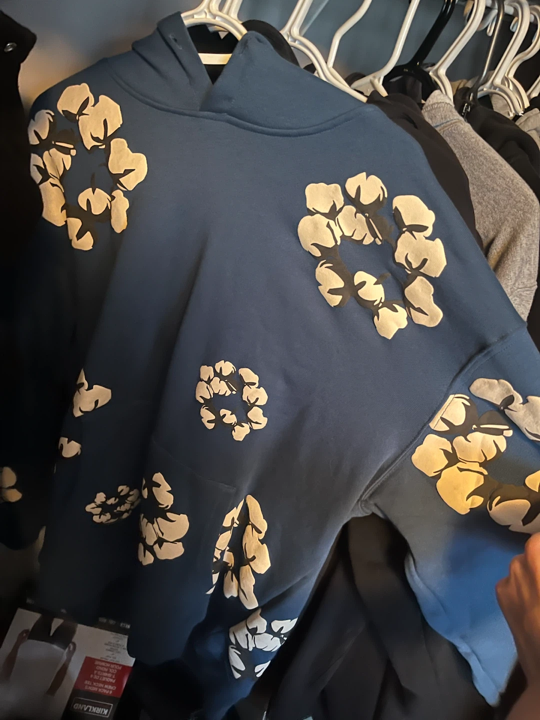 Blue Floral Print Hoodie